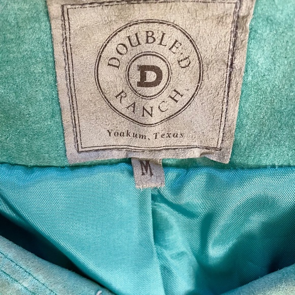 Vintage Turquoise Suede Jacket with Turquoise Cabochons - Picture 3 of 7